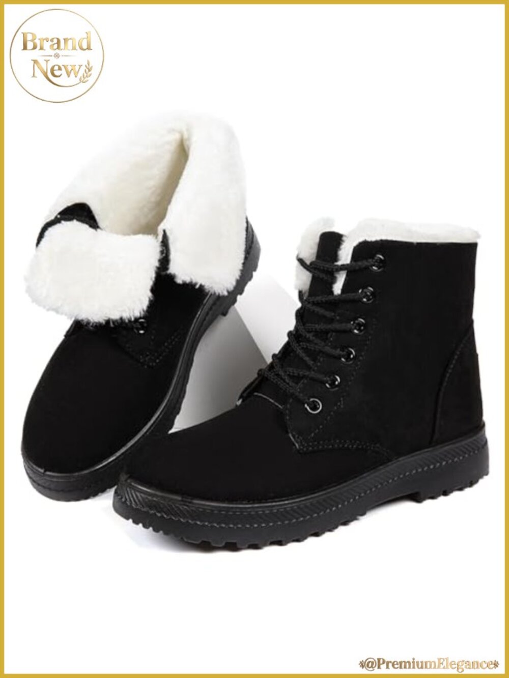 Fur Lined Suede Lace Up Winter Snow Ankle Boots